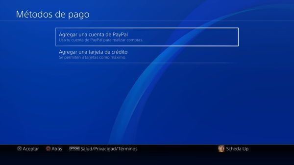 selecciona agregar una tarjeta de crédito en psn store