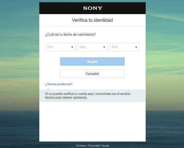 verificar fecha nacimiento para recuperar contraseña psn