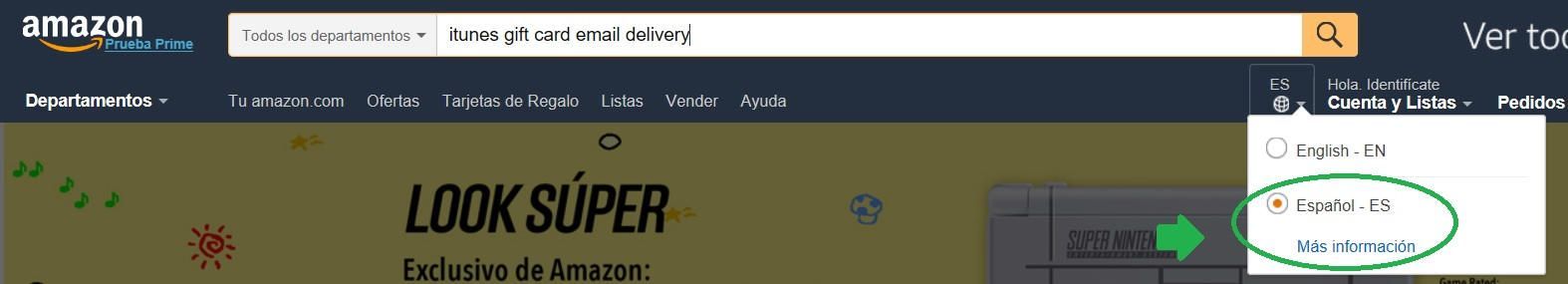 cambiar idioma a español en amazon