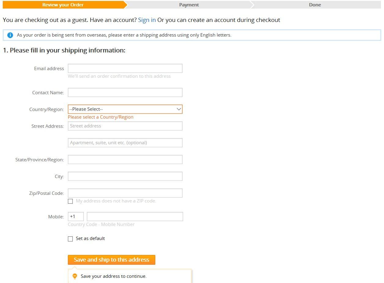 colocar dirección, nombre y teléfono en aliexpress