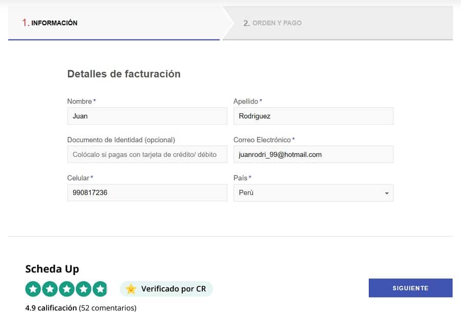 detalle de facturacion en schedaup