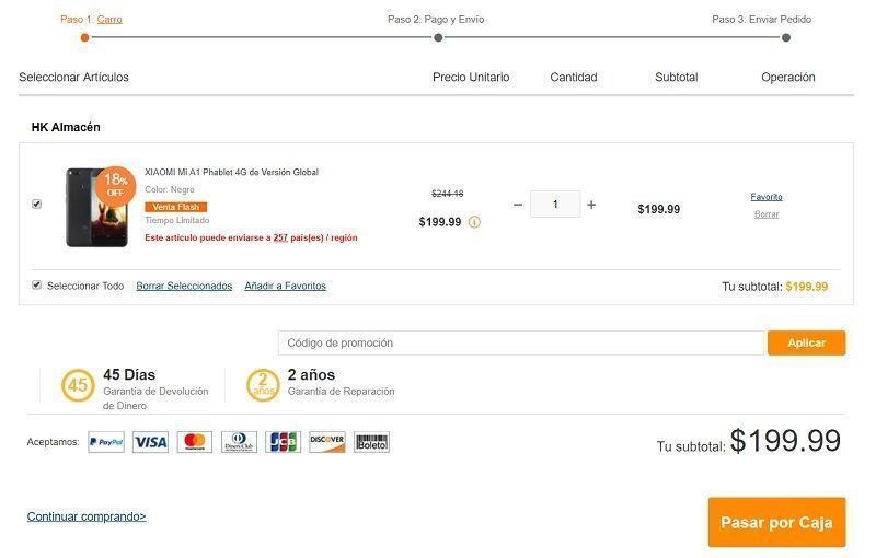 agregar producto al carrito gearbest peru con detalles compra