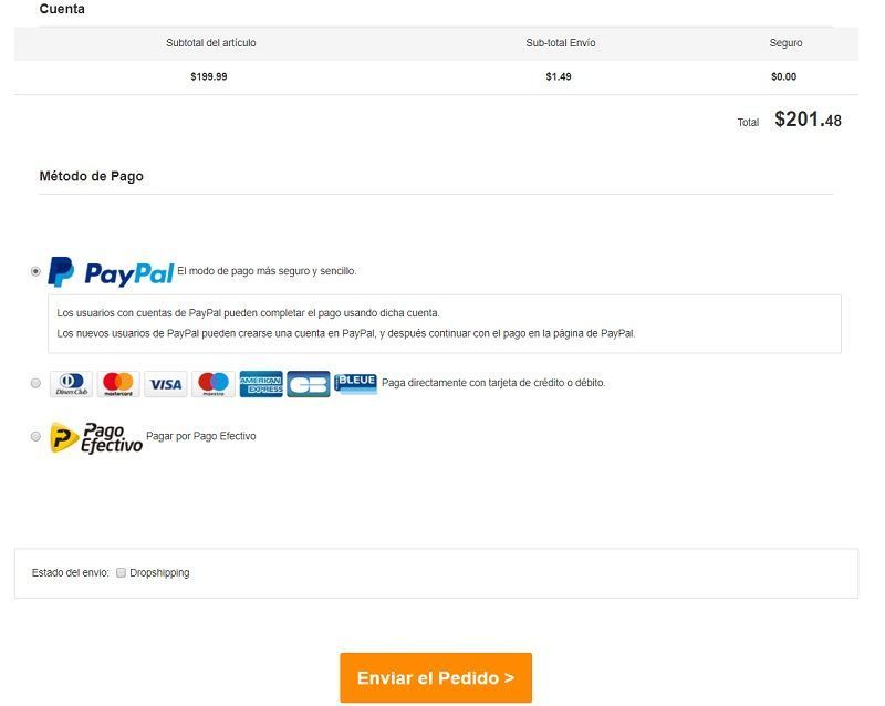 método de pago en gearbest perú con pagoefectivo y paypal