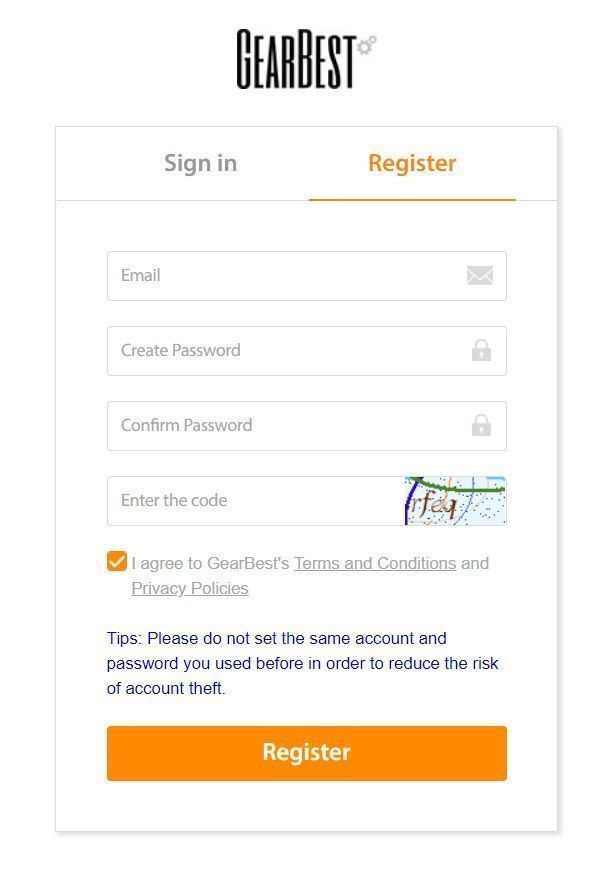 registrarse en gearbest peru, crearse cuenta.