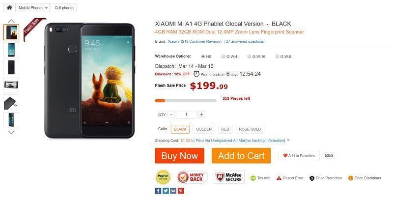 seleccionar producto gearbest peru ejemplo xiaomi
